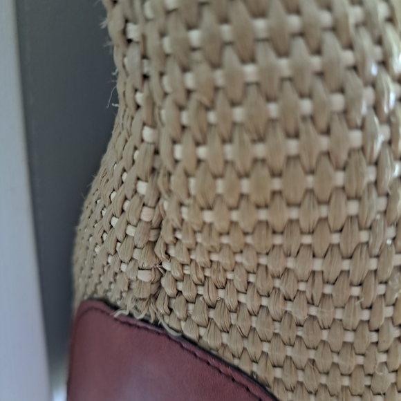 Etienne Aigner Woven Raffia Tote with Leather Trim & Braided Handles - Picture 5 of 7